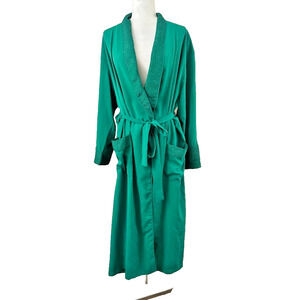 Victoria's Secret Vintage Gold Label Long Robe Green Belted Embossed Women Large